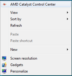 Windows Desktop Properties, AMD Catalyst Control Center